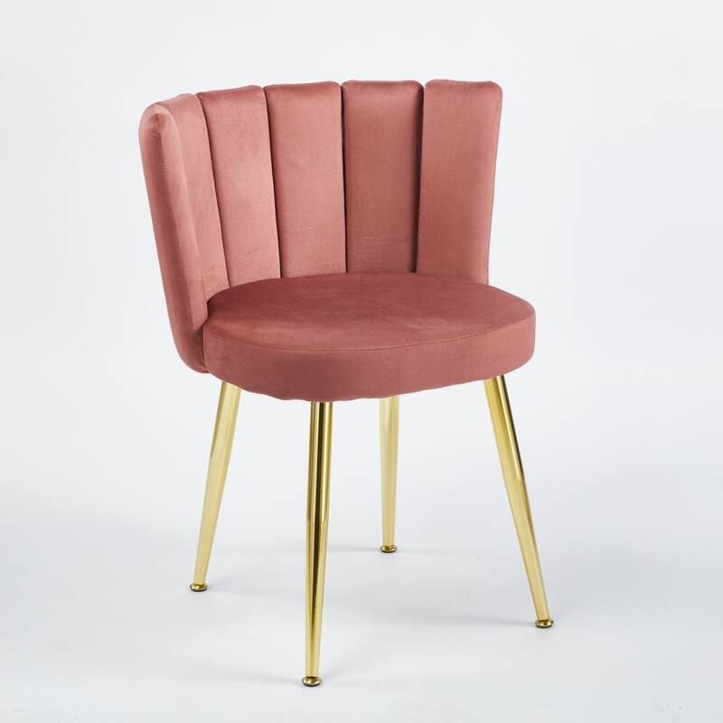 Modern Velvet Dining Chair Set of 2, with Iron Tube Golden Legs and Comfortable Backrest