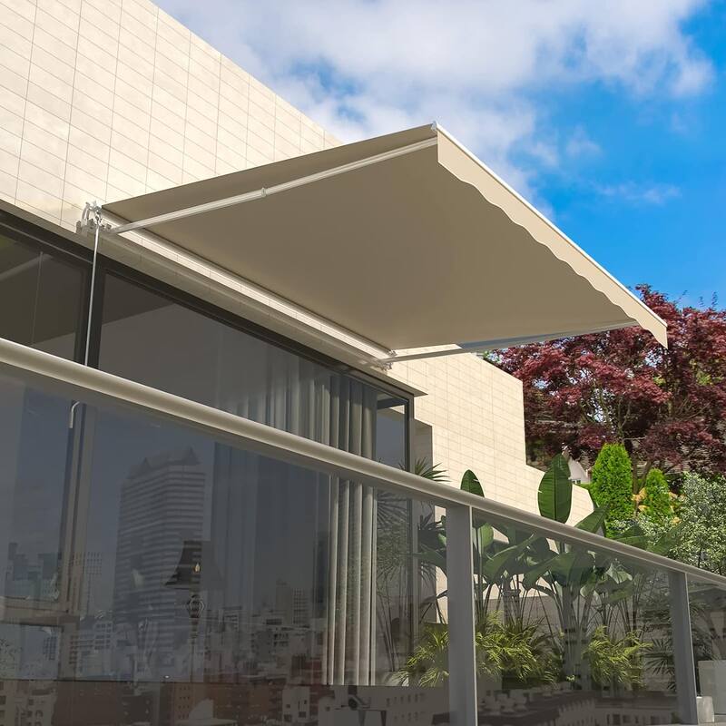 AECOJOY Manual Retractable Patio Awning Outdoor Sunshade Shelter Bed