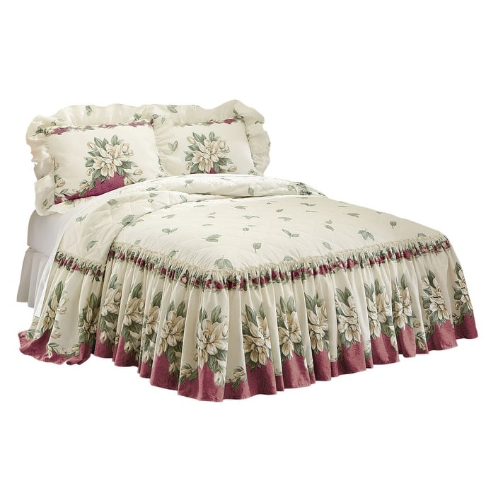 Floral Ruffle Magnolia Garden Bedspread
