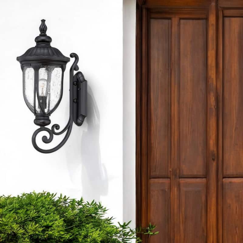 Aluminum XL Outdoor Wall Lantern Light with Seeded Glass Hardwired - 11.5” x 9” x 22.5” (D x W x H)