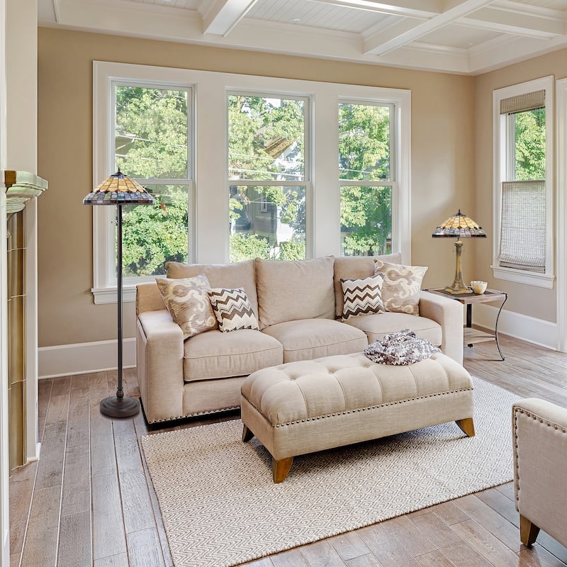 Alice River of Goods Multicolor Stained Glass Dome Shade 26.75-Inch Table Lamp - 18" x 18" x 26.75"