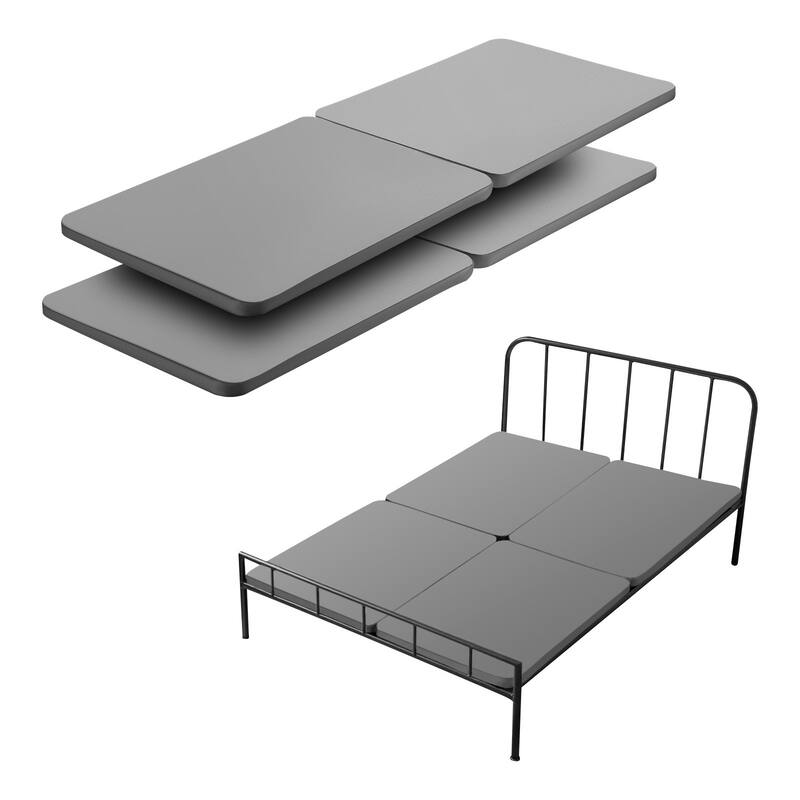 Grey Oxford Fabric Heavy-Duty Wooden Bunkie Board with Modular Design and Breathable Cover