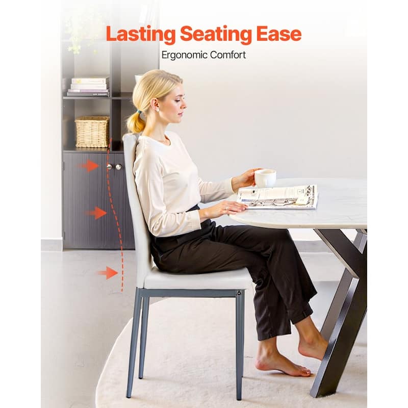 Metal PVC Leather Dining Chair Set Ergonomic Modern Seat