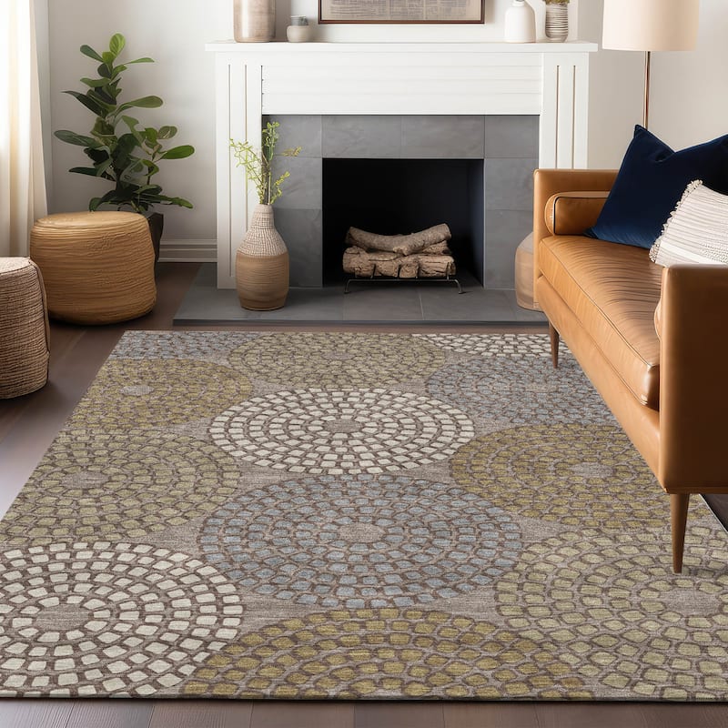 Machine Washable Indoor/ Outdoor Chantille Contemporary Geo Rug