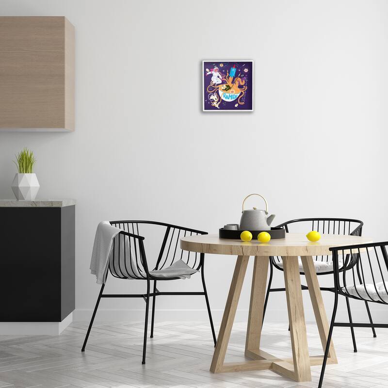 Stupell Whimsical Ramen in Space Framed Giclee Art Design By Juliet Rose Philips