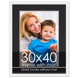 30x40 Frame with Mat - White 32x42 Frame Wood Made to Display