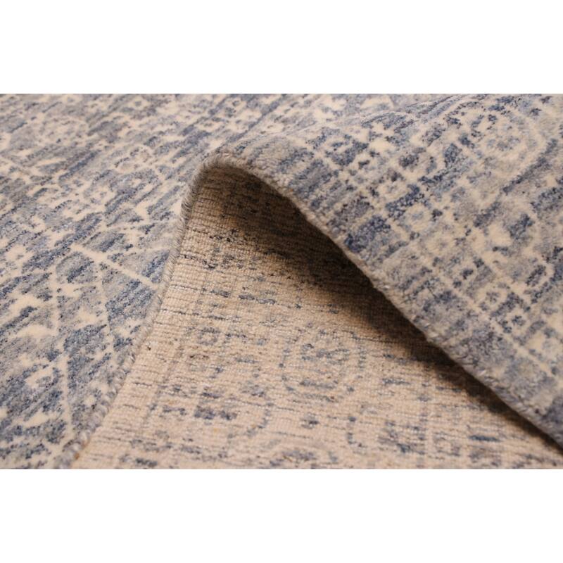 ECARPETGALLERY Hand Loomed Elysian Denim Blue Wool Rug - 8'0 x 9'11