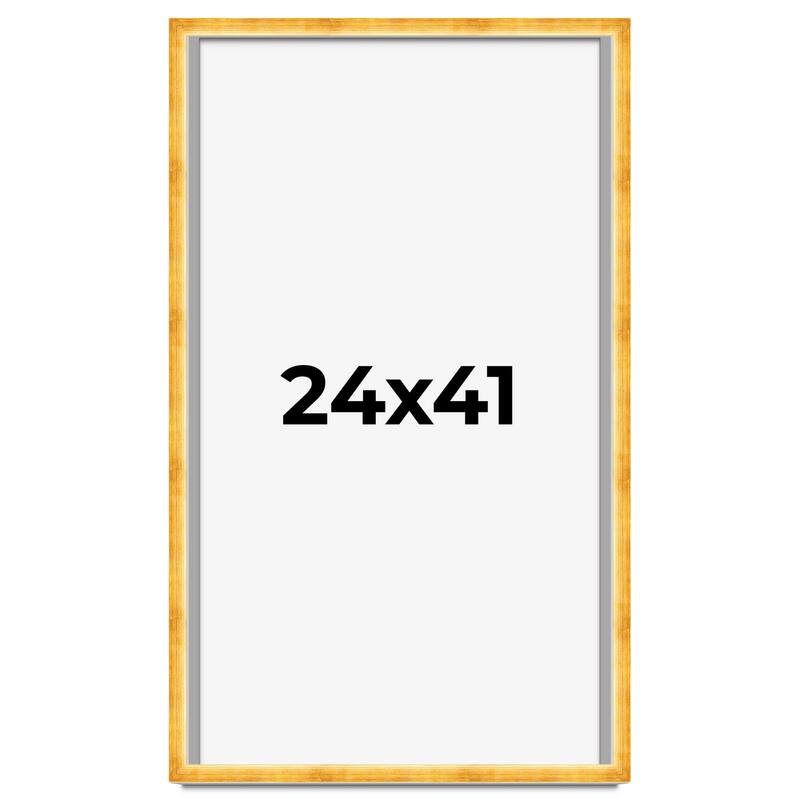 24x41 Shadow Box Frame Gold | 1.625 Inches Deep Real Wood Traditional