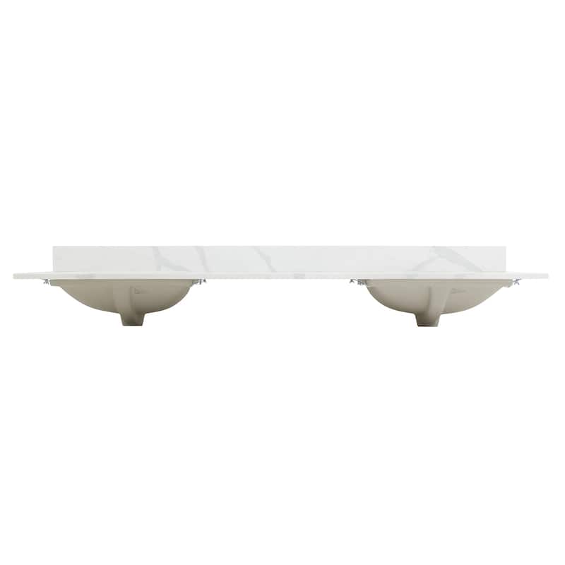 Altair Arbios Calacatta White Quartz Stone Vanity Top in 8 in.Widespread Faucet Hole Without Cabinet