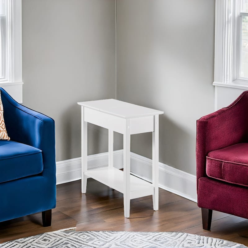 Wooden Flip-Top Side Table with Spacious Storage, Compact Space-Saving Design and Convenient Shelf