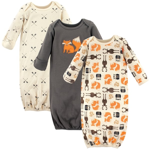 slide 1 of 1, Hudson Baby Infant Boy Cotton Long-Sleeve Gowns 3pk, Forest 0-6 Months - Forest