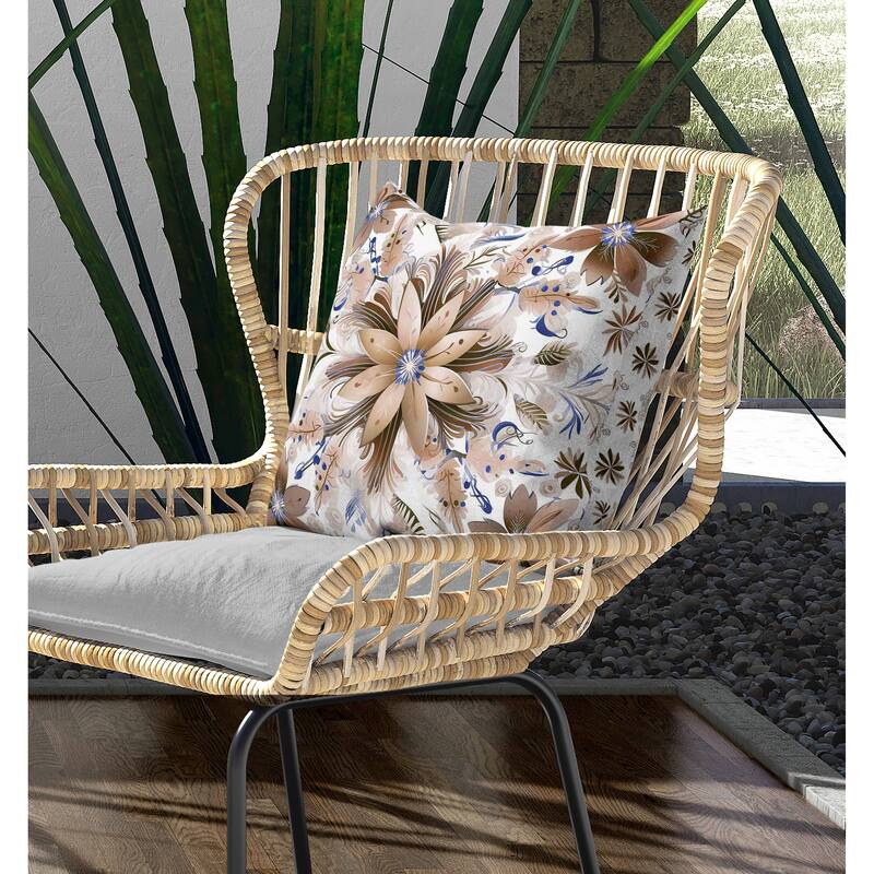 Snowy Crest Indoor/Outdoor Reversible Throw Pillow White and Brown