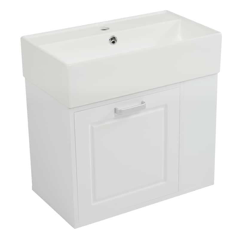 21.8 inch Bathroom Vanity with Sink, Wall Mounted Floating Cabinet, One big Drawer, Adjustable Shelf, Toilet Paper Holder