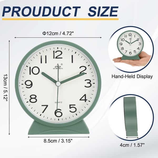 dimension image slide 1 of 4, Analog Alarm Clock, Battery Operated Retro Small Desk Clock for Bedside Bedroom Living Room