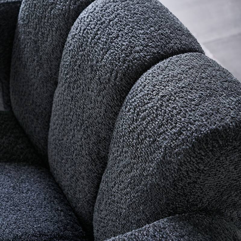 Boucle Upholstered Square Accent Chair, Ergonomic Lounge Reading Chair, Single Sofa Chair with Backrest & Armrest