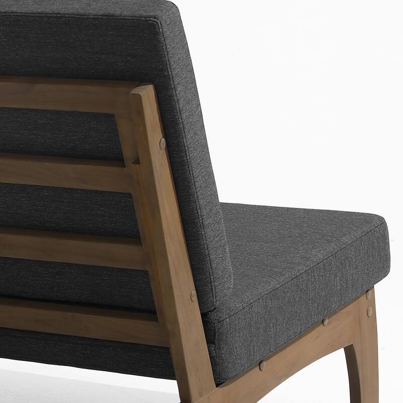Outdoor Patio Solid Wood Chairs Loveseat Table Chat Set with Cushion
