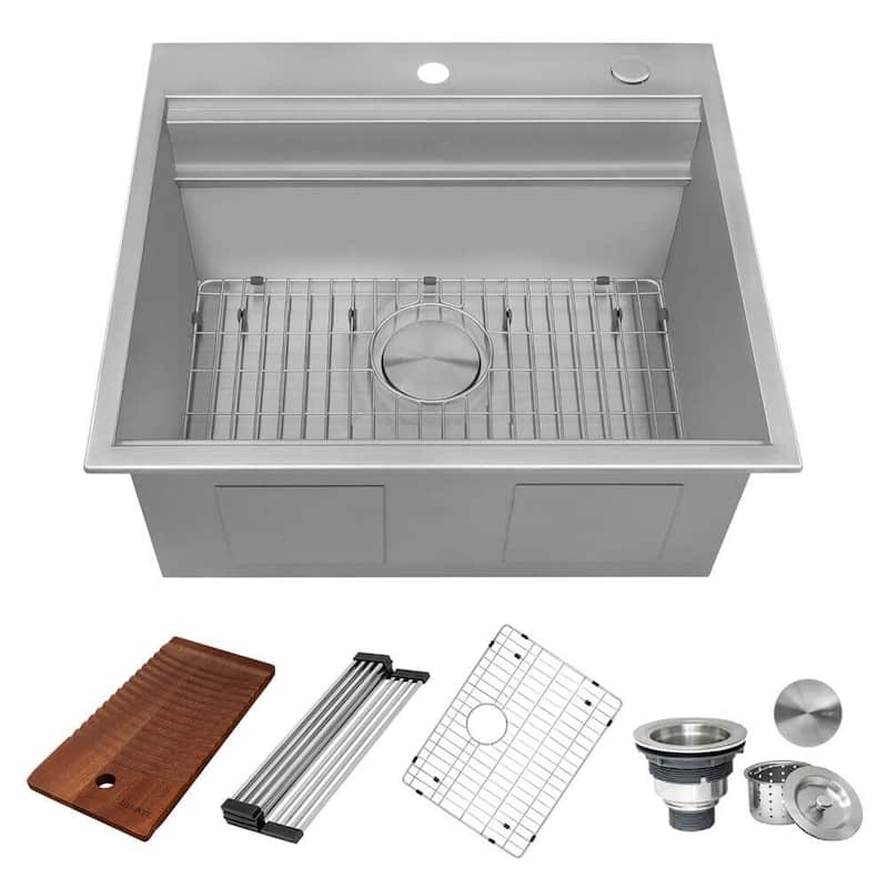 Ruvati 25 x 22 x 12 inch Deep Laundry Workstation Sink Topmount Stainless Steel - RVU6553