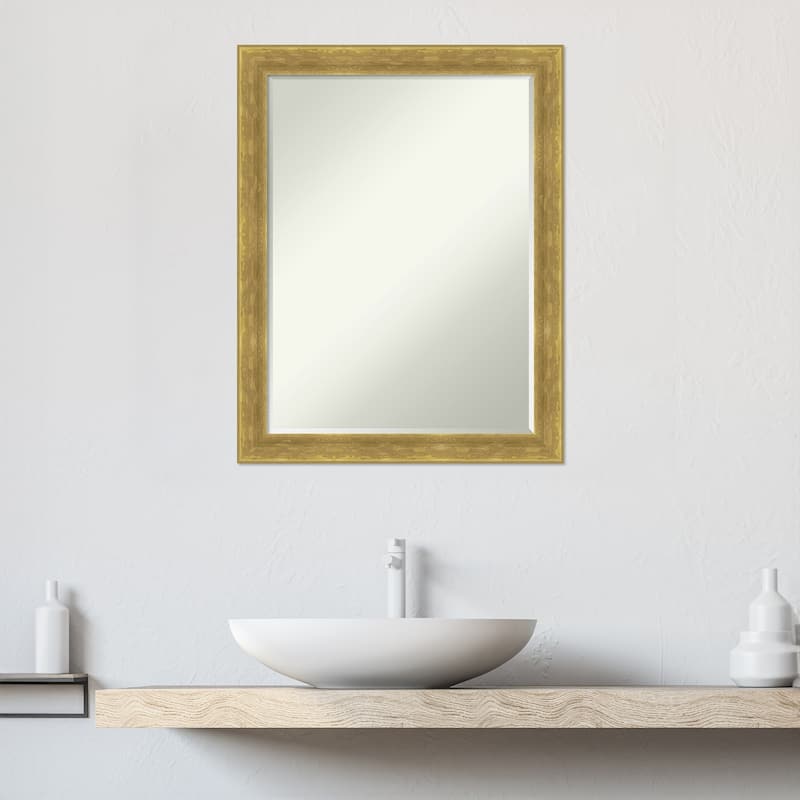 Angled Half-Inch-Bevel Wood Framed Bathroom Vanity Wall Mirror - Glass Size 18x24