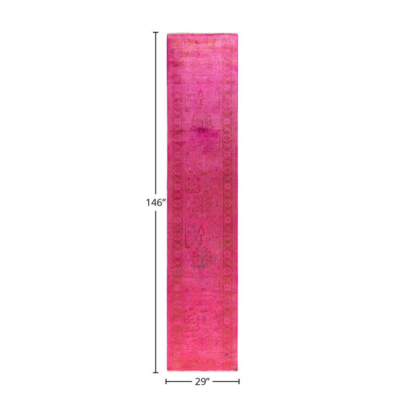 Vibrance, One-of-a-Kind Hand-Knotted Runner Rug - Pink, 2' 5" x 12' 2" - 2' 5" x 12' 2"