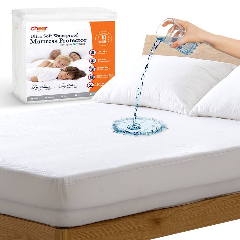 Cheer Collection Tencel Air Flow Waterproof Mattress Protector - Full - white
