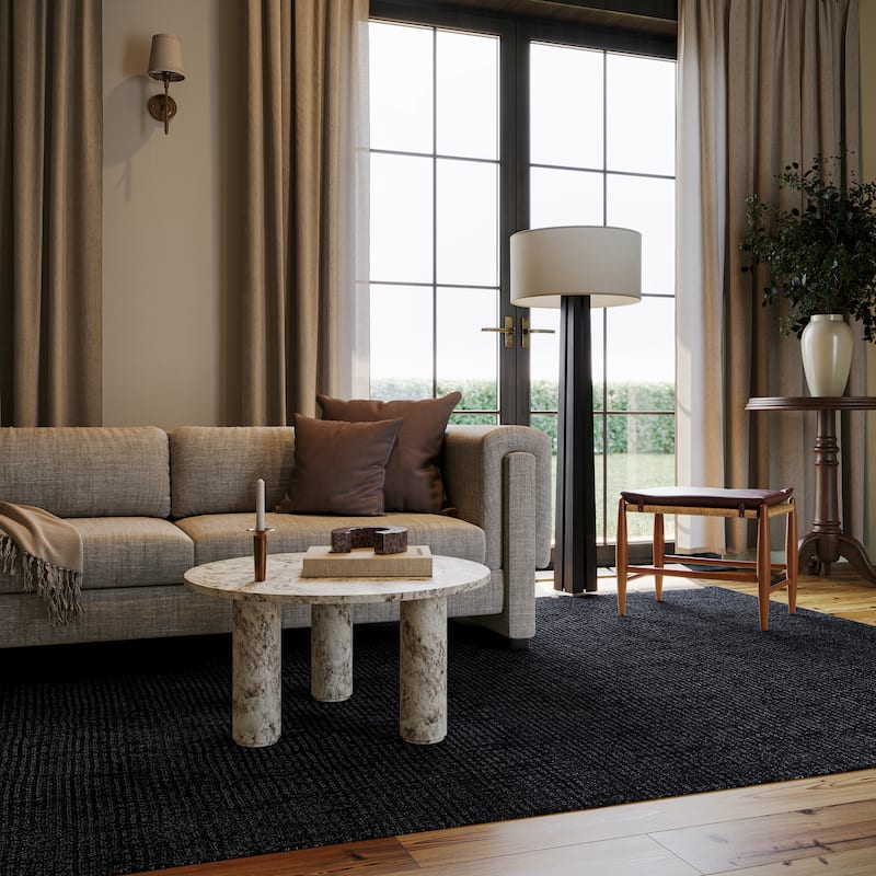 Nate Berkus Crosby Solid Wool Cozy Area Rug - 6' x 9' - Black