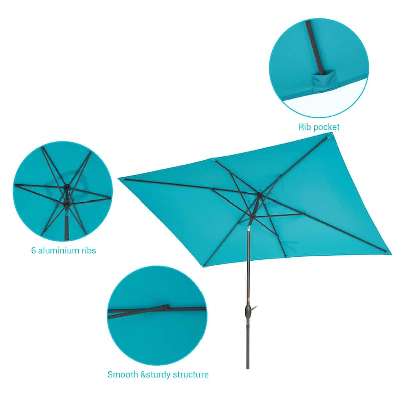 Bonosuki 10x6.5ft Rectangular Aluminum Patio Market Umbrella