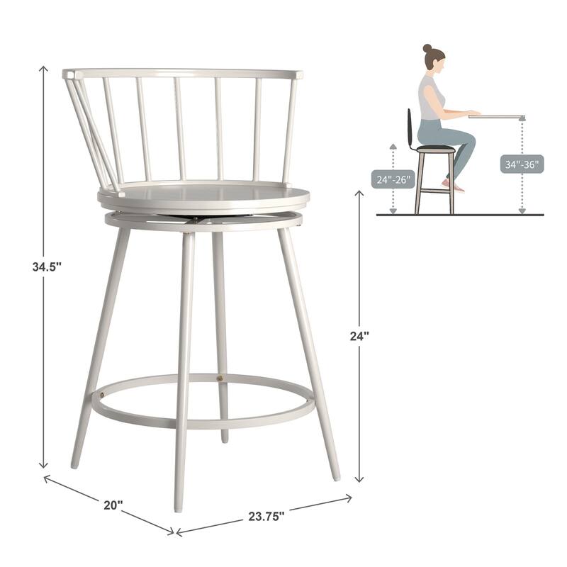 Olix Windsor Swivel Counter Stools with Low Back (Set of 2) by iNSPIRE Q Modern