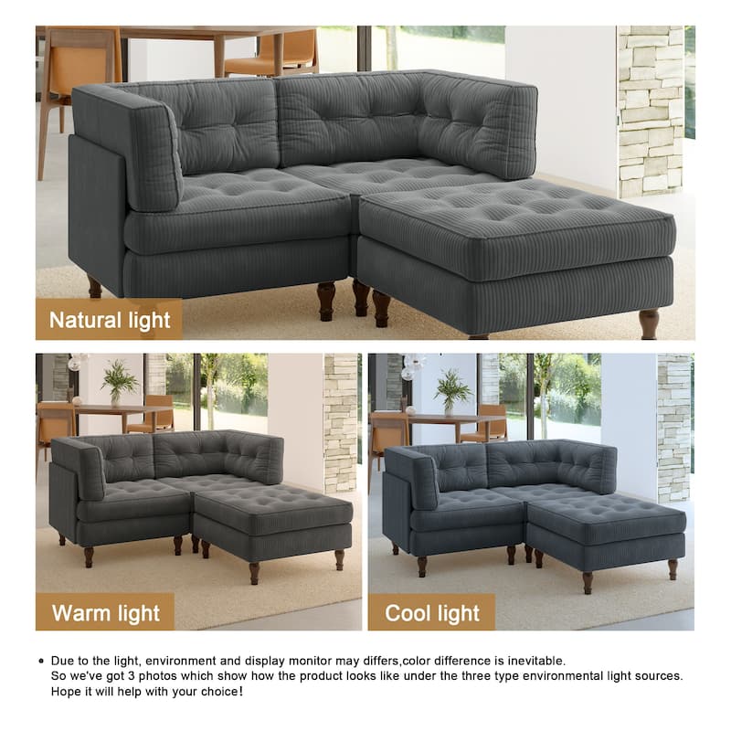 Oversized Sofa Corduroy Tufted Modular Sectional Set