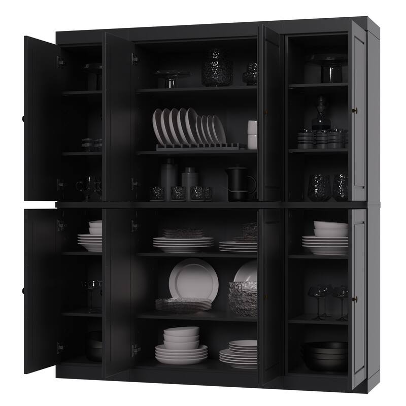 Palace Imports 100% Solid Wood Pantry Cabinet, Raised Panel Doors, Adjustable Shelves, 65" Wide, 71.5" Tall - 65" x 71.5"