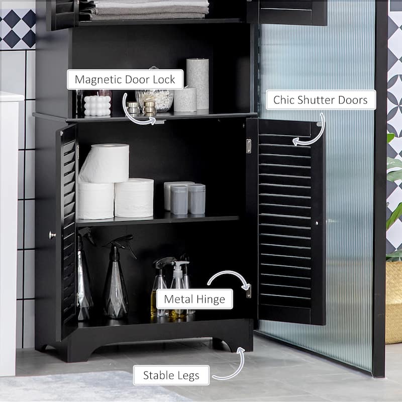 Tall Bathroom Cabinet with Adjustable Shelves Anti Tilt Design and Space Saving Storage - 23.5" W x 11.75" D x 71.75" H
