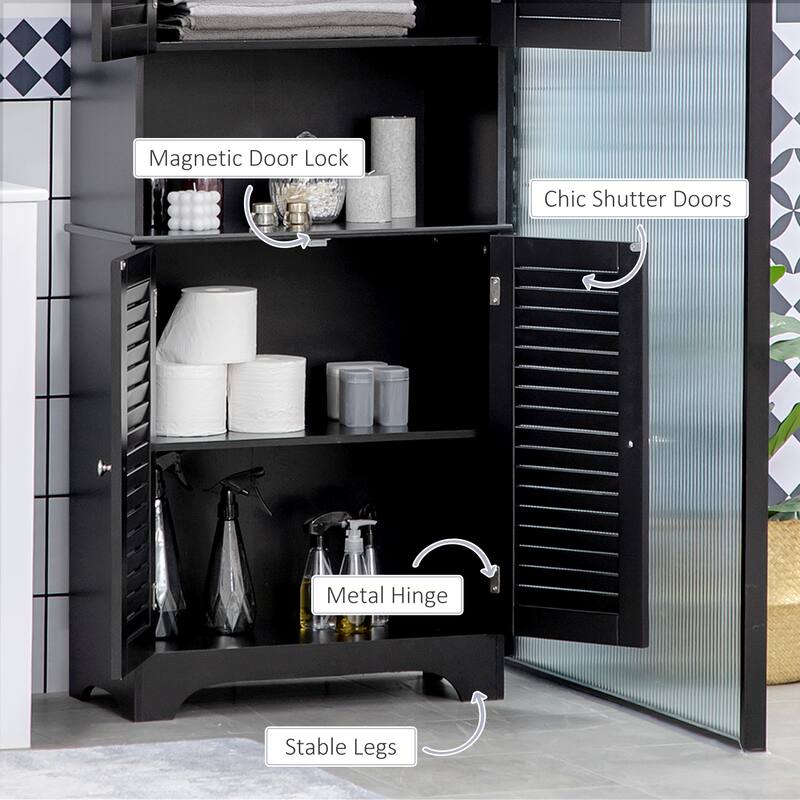 Tall Narrow Bathroom Storage Cabinet with Doors and Shelf Adjustability,Linen Cabinet with 2 Cabinets and Countertop