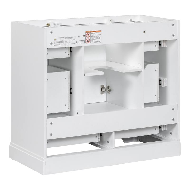 GDFStudio - Avalon 36-Inch Bathroom Vanity Cabinet Base Only, Six Drawers, Multi-Functional Drawer Divider, Painted Finish