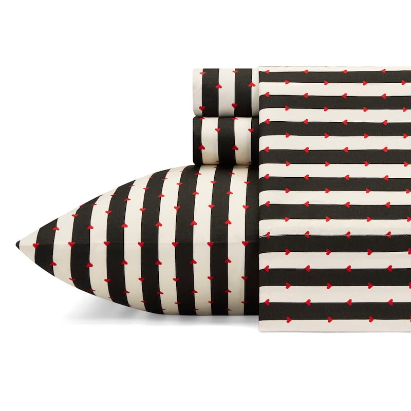 Betsey Johnson Printed Novelty Sheet Sets - Wonderland Stripe Black - Twin XL