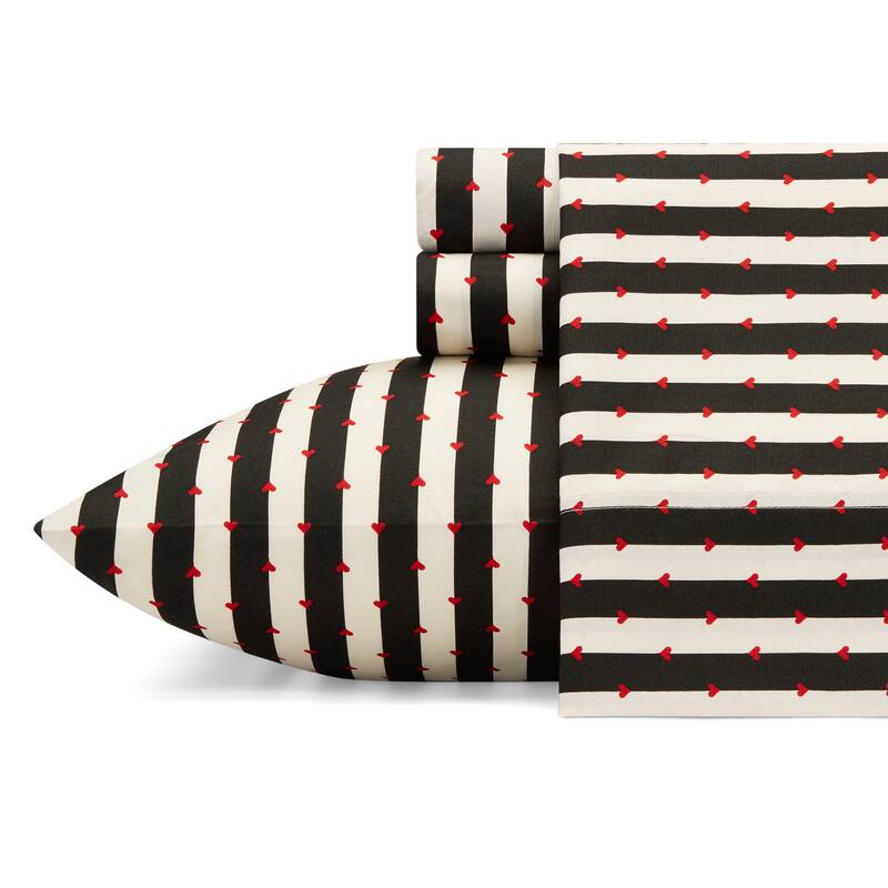 Betsey Johnson Printed Novelty Sheet Sets - Wonderland Stripe Black - Full