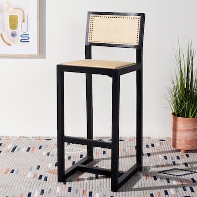 SAFAVIEH Evangeline Rattan Bar Stool - 16" W x 19" D x 41" H - 16Wx19Dx41H