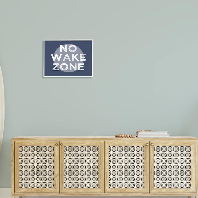 Stupell No Wake Zone Circular Background Grunge Textured Words Framed Wall Art, Design by Daphne Polselli - Blue