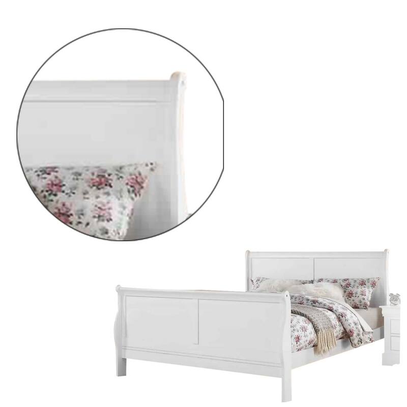 Sleigh Design Eastern King Size Bed with Sleek Legs, White