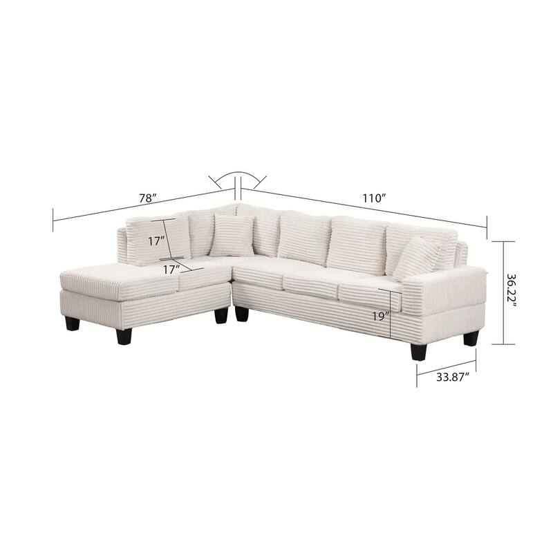 Cozy Modern & Contemporary Style Sectional Sofa Made with Wood & Upholstered Velvet