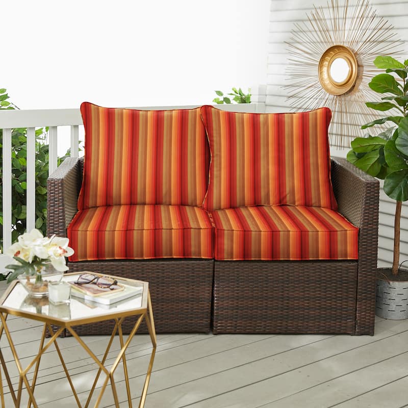 Sorra Home Sunbrella Outdoor Loveseat Pillow and Cushion Set