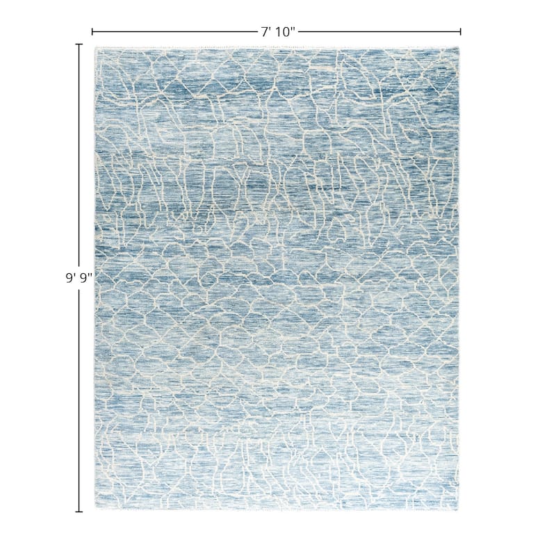 Modern One-of-a-Kind Handmade Area Rug - Gray, 7' 10" x 9' 9" - 7' 10" x 9' 9"