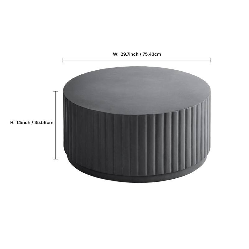 Modern Ribbed Round Concrete Coffee Table