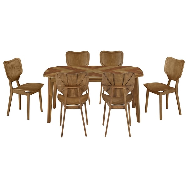 Vintage 7-Piece Dining Table Set with 6 Dining Chairs - Bed Bath