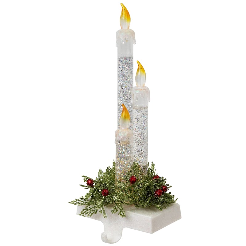 9" Battery Operated LED Lighted Candle Christmas Stocking Holder