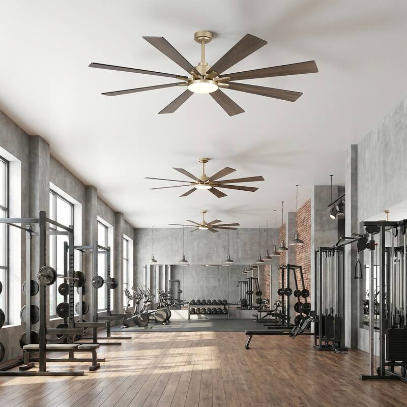 Vaczon 72" Transitional Gold Smart Large Ceiling Fan with Dimmable LED Light and Remote