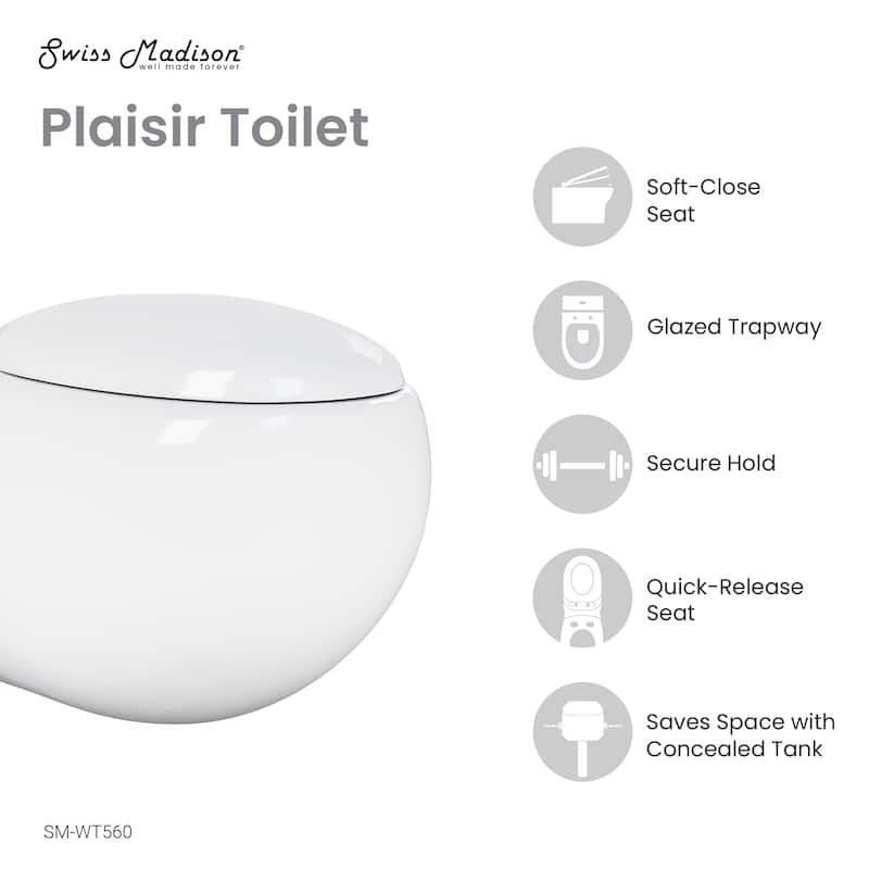 Plaisir Back To Wall Toilet - 23" x 16.2" x 15.63"