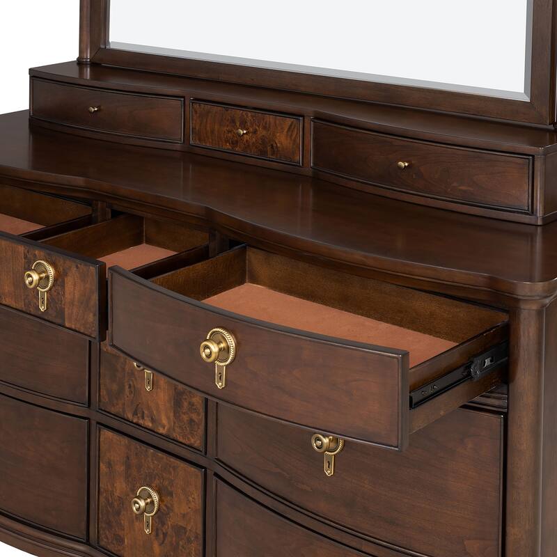 Furniture of America Prylen Modern 4-Piece Dark Cherry Solid Wood Panel Bedroom Set with LED Reading Lights