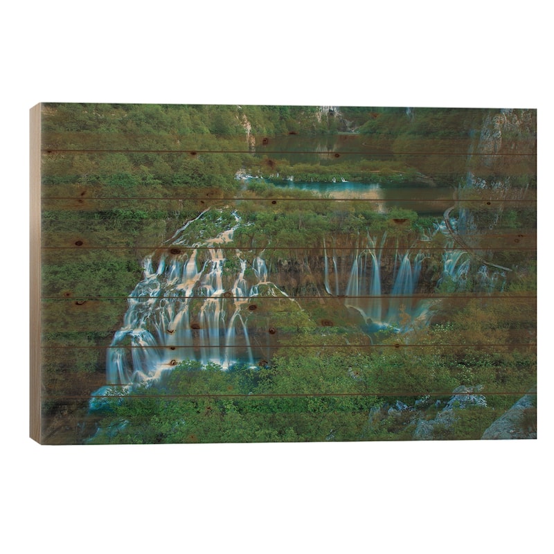 Croatia, Plitvice Lakes National Park. Waterfall landscape. Print On Wood by Jaynes Gallery - Multi-Color - 26x40x1.5