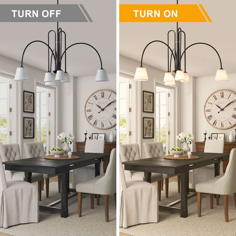 Bella Depot 40" 6-Light Black Metal Chandelier Adjustable Pendant Light for Dining Room Bedroom