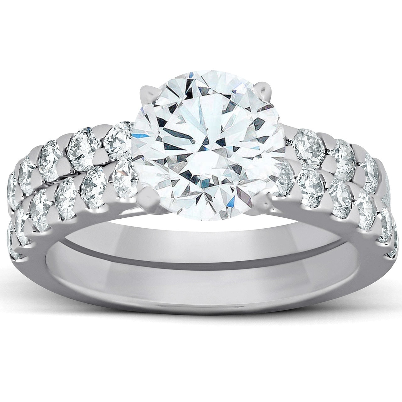 Bliss Diamond 2.27Ct Diamond Engagement Matching Wedding Ring Set White Gold Lab Grown