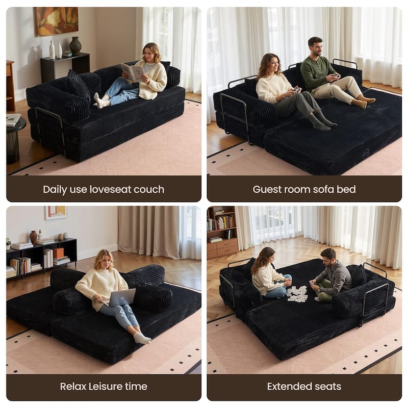 OVIOS Supreme Soft Fluffy Loveseat Sleeper Sofa
